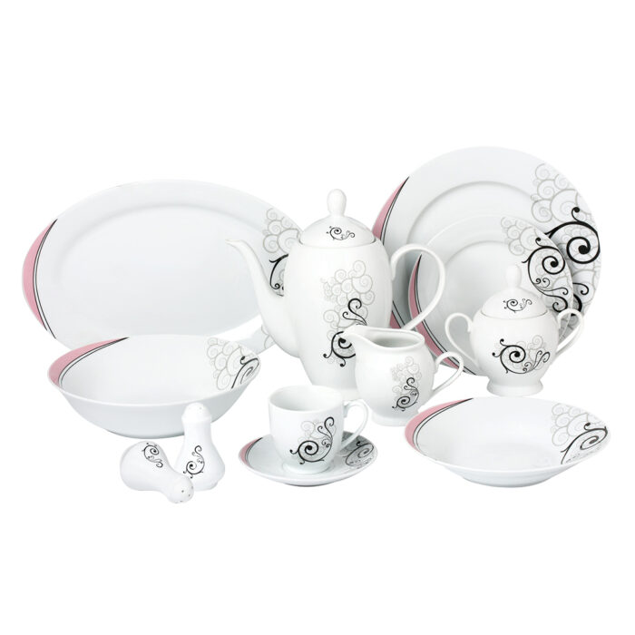 P/W Dinner Set Round, 49 Pieces