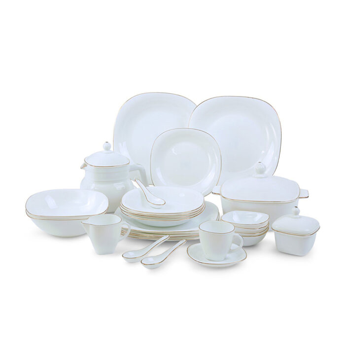 Lyra Gold Square Dinner Set, 96 Pieces