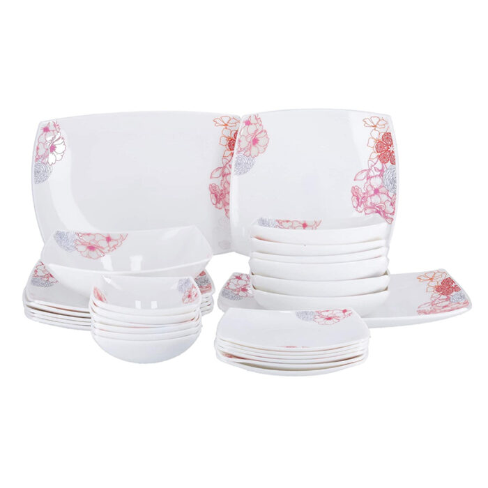 Opal Hard Square Dinner Set, 27 Pieces