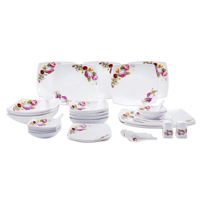 Opal Hard Square Dinner Set, 71 Pieces