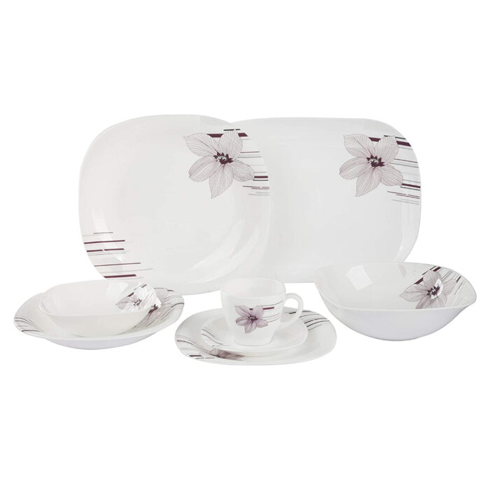 Opal Hard Square Dinner Set, 97 Pieces