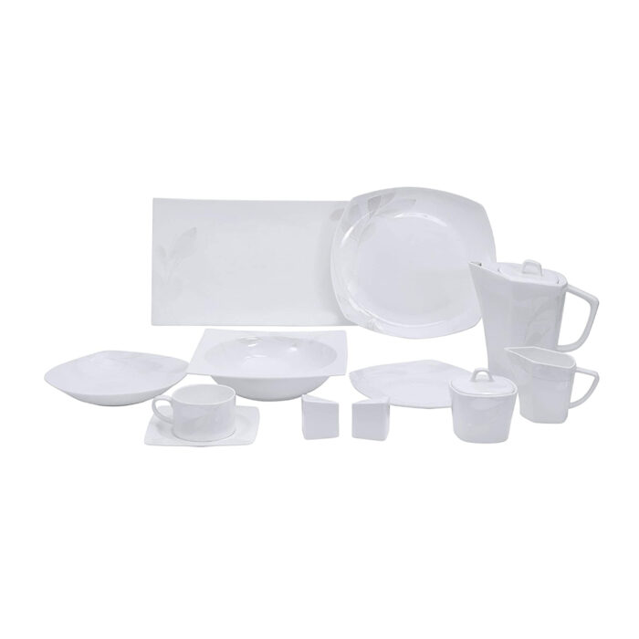 Bone China Square Dinner Set, 39 Pieces