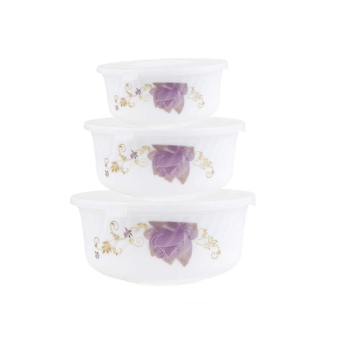 Opalware Bowl Set/Lid, 3 Pieces